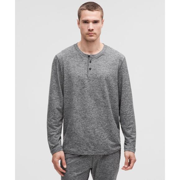 Lululemon Soft Jersey Long-Sleeve Henley Shirt Gray - Size M - Picture 1 of 8